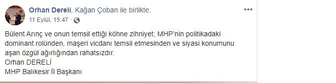 Arınç'ı hedef alan MHP il başkanı görevden alındı