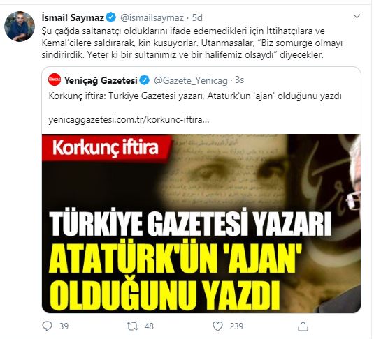 Korkunç iftira: Türkiye Gazetesi yazarı, Atatürk'ün 'ajan ...